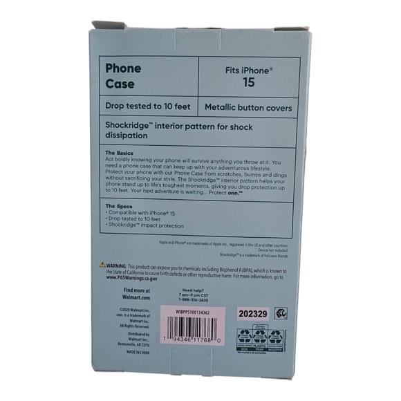 onn. Protect Phone Case for iPhone 15 with 10' Drop Protection - Picture 2 of 6